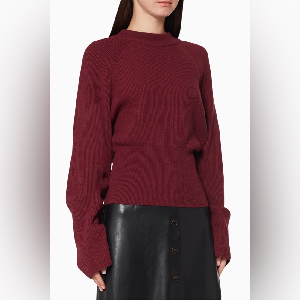 Nanushka Wine Red Crewneck Ribbed Knit Sweater